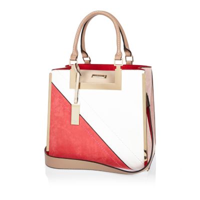 Red medium asymmetric tote handbag